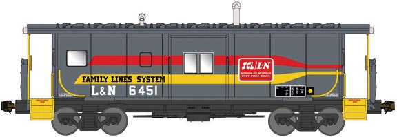 International Car Bay Window Caboose Phase 4 - Ready to Run -- Family Lines L&N 6451 (gray, red, yellow)-1