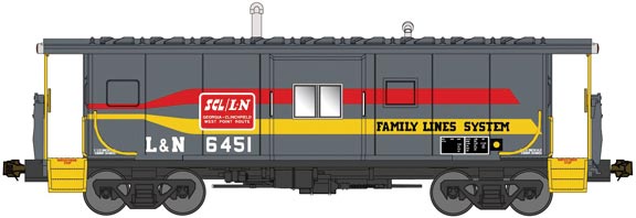International Car Bay Window Caboose Phase 4 - Ready to Run -- Family Lines L&N 6468 (gray, red, yellow)-1
