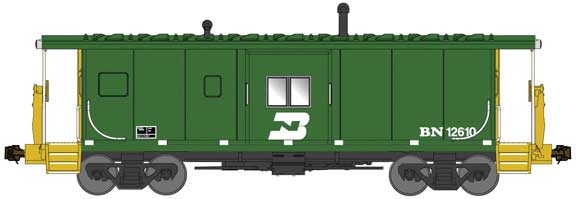 International Car Bay Window Caboose Phase 4 - Ready to Run -- Burlington Northern 12610 (2007, Cascade Green, BNSF-Style Reporting Marks)