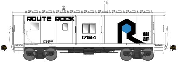 International Car Bay Window Caboose Phase 4 - Ready to Run -- Rock Island #17184 (white, black, blue, Route Rock Slogan)