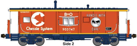 International Car Bay Window Caboose Phase 4 - Ready to Run -- Chessie B&O #903758 (orange, black, yellow, Handle With Care Slogan)-2
