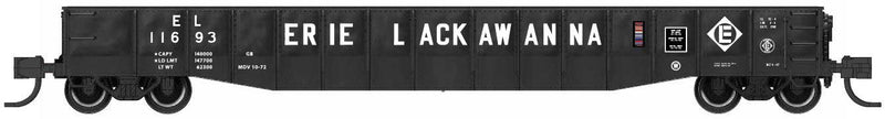 52'6" 15-Panel Mill Gondola - Medium Dented Sides - Ready to Run -- Erie Lackawanna #11715 (black, white, Large Roadname Lettering)