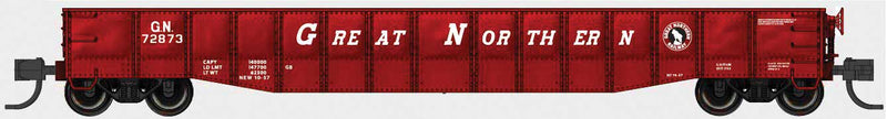 52'6" 15-Panel Mill Gondola - Heavily Dented Sides - Ready to Run -- Great Northern #72998 (red, white, Large Roadname Lettering, Small Rocky)