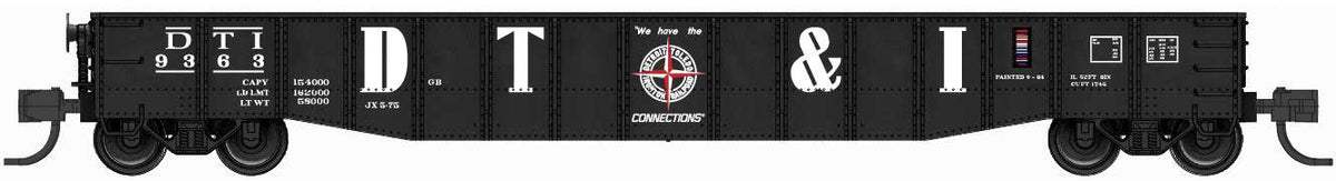 52'6" 15-Panel Mill Gondola - Lightly Dented Sides - Ready to Run -- Detroit Toledo & Ironton #9326 (black, white, Large DT&I, Compass Logo)