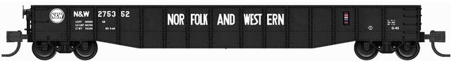 52'6" 15-Panel Mill Gondola - Lightly Dented Sides - Ready to Run -- Norfolk & Western #275352 (black, white, Hamburger Logo)