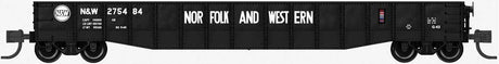 52'6" 15-Panel Mill Gondola - Medium Dented Sides - Ready to Run -- Norfolk & Western #275195 (black, white, Hamburger Logo)