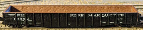 52'6" 15-Panel Mill Gondola - Lightly Dented Sides - Ready to Run -- Pere Marquette #18863 (black, white)