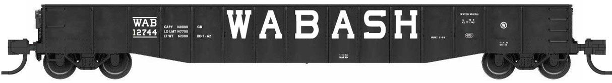 52'6" 15-Panel Mill Gondola - Lightly Dented Sides - Ready to Run -- Wabash # 12706 (black, white)