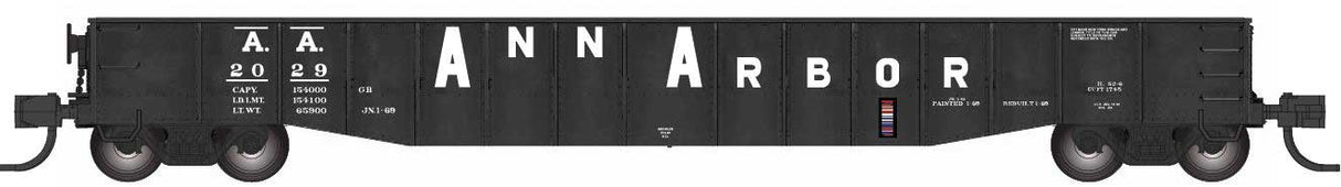 52'6" 15-Panel Mill Gondola - Lightly Dented Sides - Ready to Run -- Ann Arbor #2029 (black, white, Large Lettering)