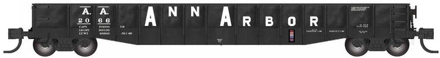 52'6" 15-Panel Mill Gondola - Medium Dented Sides - Ready to Run -- Ann Arbor #2066 (black, white, Large Lettering)