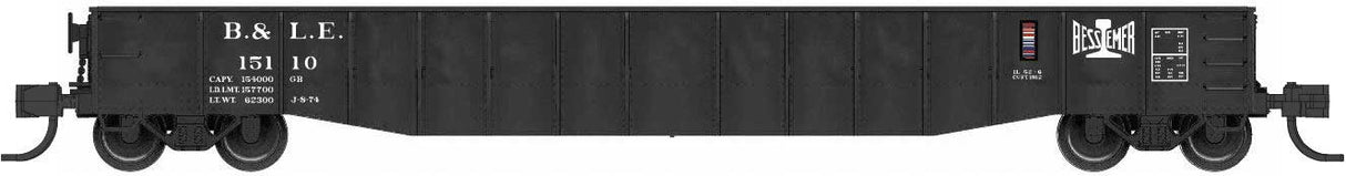 52'6" 15-Panel Mill Gondola - Lightly Dented Sides - Ready to Run -- Bessemer & Lake Erie #15125 (black)