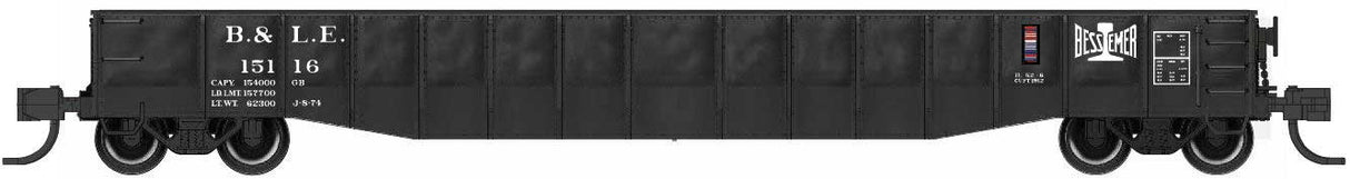 52'6" 15-Panel Mill Gondola - Medium Dented Sides - Ready to Run -- Bessemer & Lake Erie #15116 (black)