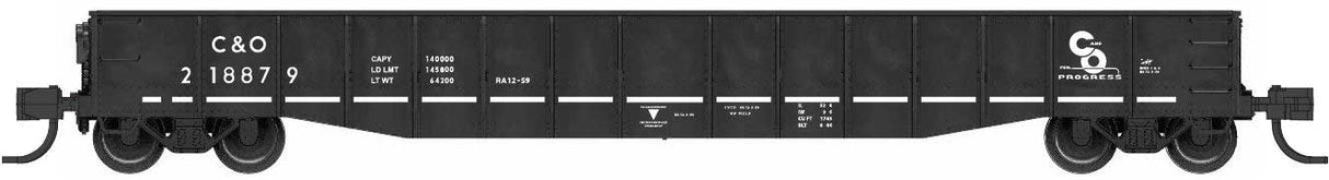 52'6" 15-Panel Mill Gondola - Lightly Dented Sides - Ready to Run -- Chesapeake & Ohio #218931 (black, white stripe, Progress Logo)