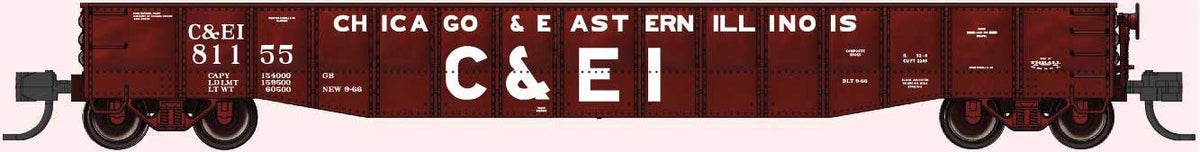 52'6" 15-Panel Mill Gondola - Heavily Dented Sides - Ready to Run -- Chicago & Eastern Illinois #81155 (Boxcar Red, Billboard C&EI)
