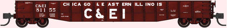 52'6" 15-Panel Mill Gondola - Heavily Dented Sides - Ready to Run -- Chicago & Eastern Illinois #81155 (Boxcar Red, Billboard C&EI)