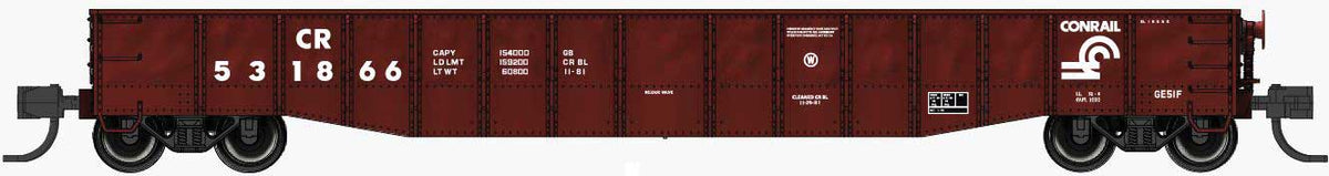 52'6" 15-Panel Mill Gondola - Lightly Dented Sides - Ready to Run -- Conrail #531859 (1983, Boxcar Red)