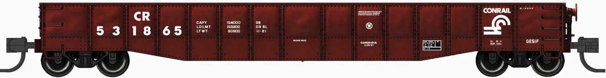 52'6" 15-Panel Mill Gondola - Heavily Dented Sides - Ready to Run -- Conrail #531868 (1983, Boxcar Red)