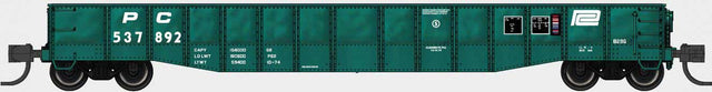 52'6" 15-Panel Mill Gondola - Medium Dented Sides - Ready to Run -- Penn Central #537901 (Jade Green, white)