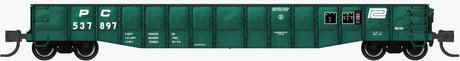 52'6" 15-Panel Mill Gondola - Heavily Dented Sides - Ready to Run -- Penn Central #537897 (Jade Green, white)