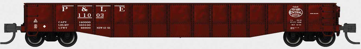52'6" 15-Panel Mill Gondola - Medium Dented Sides - Ready to Run -- Pittsburgh & Lake Erie #11271 (Boxcar Red, NYC Logo)