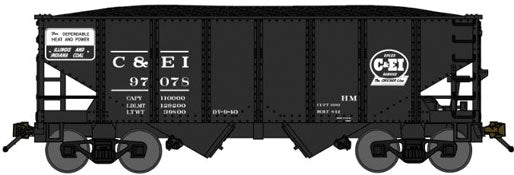 USRA 30'6" 2-Bay Hopper w/Load 3-Pack - Ready to Run -- Chicago & Eastern Illinois (black, Dependable Heat & Power Logo)