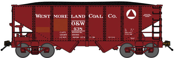 USRA 30'6" 2-Bay Hopper w/Load 2-Pack - Ready to Run -- New York, Ontario & Western (Restencilled Ex-Westmoreland Coal, Boxcar Red)