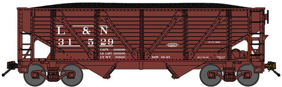 2-Bay War-Emergency Composite Hopper w/Load - Ready to Run -- Louisville & Nashville (Boxcar Red)