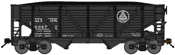 2-Bay War-Emergency Composite Hopper w/Load - Ready to Run -- Chicago & Alton (black)
