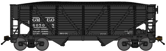 2-Bay War-Emergency Composite Hopper w/Load - Ready to Run -- Gulf, Mobile & Ohio (black)
