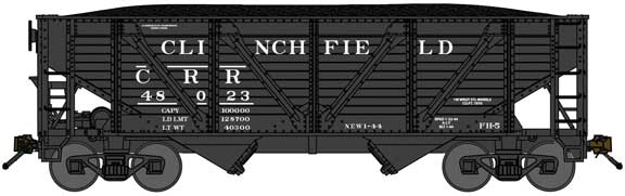 2-Bay War-Emergency Composite Hopper with Coal Load - Ready to Run -- Clinchfield 48116 (black)