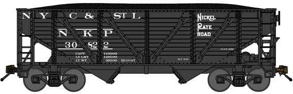 2-Bay War-Emergency Composite Hopper with Coal Load - Ready to Run -- Nickel Plate Road 31468 (black, NYC&St.L Markings)