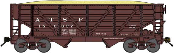 2-Bay War-Emergency Composite Hopper with Sulfur Load - Ready to Run -- Santa Fe 180773 (Class GA-60, Boxcar Red)