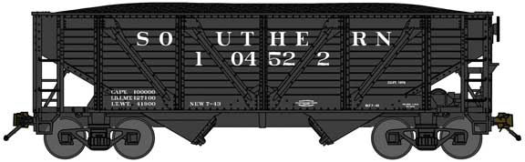 2-Bay War-Emergency Composite Hopper with Coal Load - Ready to Run -- Southern Railway 105618 (Transition Era, black)
