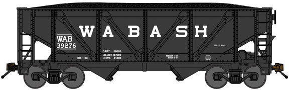 2-Bay Rebuilt War-Emergency Hopper w/Load 3-Pack - Ready to Run -- Wabash (black)