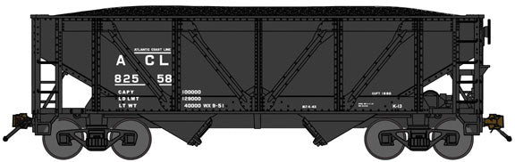 2-Bay Rebuilt War-Emergency Hopper w/Load 2-Pack - Ready to Run -- Atlantic Coast Line (black, Reporting Marks Only)