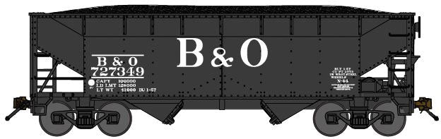 2-Bay Offset-Side Hopper w/Load - Ready to Run -- Baltimore & Ohio (black, Billboard B&O)