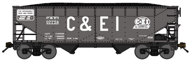 2-Bay Offset-Side Hopper w/Load 3-Pack - Ready to Run -- Chicago & Eastern Illinois (dark gray, Billboard C&EI)