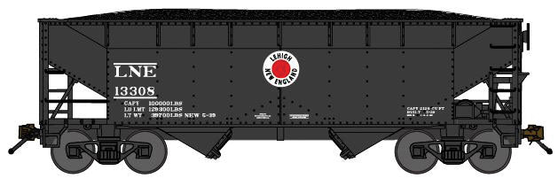 2-Bay Offset-Side Hopper w/Load 2-Pack - Ready to Run -- Lehigh & New England (black, white, red, Fried Egg Logo)