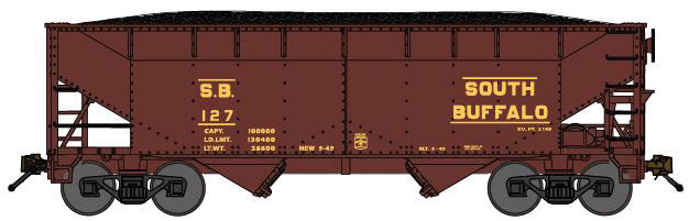 2-Bay Offset-Side Hopper w/Load - Ready to Run -- South Buffalo (Boxcar Red, yellow)