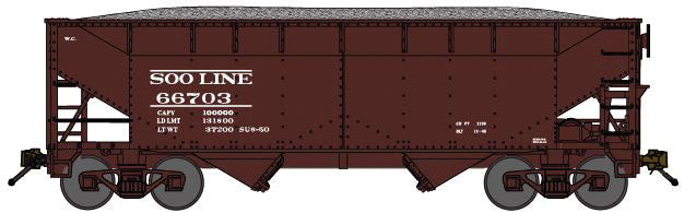2-Bay Offset-Side Hopper w/Load - Ready to Run -- Soo Line (Boxcar Red)