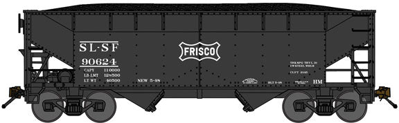 2-Bay Offset-Side Hopper w/Load 3-Pack - Ready to Run -- St. Louis-San Francisco (1948, black, Frisco Coonskin Logo)