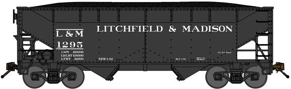 2-Bay Offset-Side Hopper w/Load - Ready to Run -- Litchfield & Madison (black)