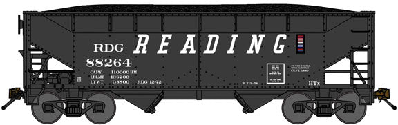 2-Bay Offset-Side Hopper w/Load 3-Pack - Ready to Run -- Reading (black, Speed Lettering)