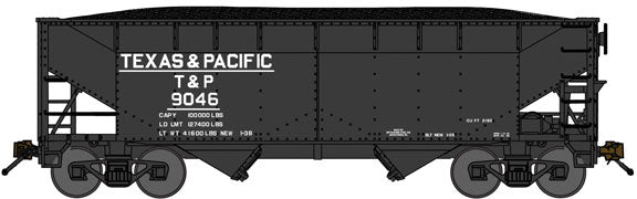 2-Bay Offset-Side Hopper w/Load 2-Pack - Ready to Run -- Texas & Pacific (black)