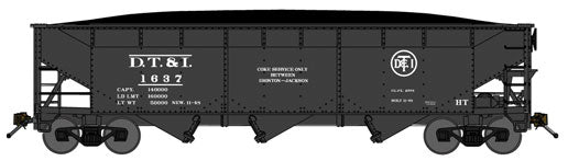 70-Ton Offset-Side 3-Bay Hopper w/Coal Load - Ready to Run -- Detroit, Toledo & Ironton (As-Delivered, black, Circular DT&I)