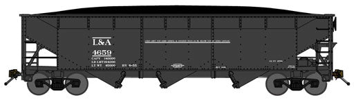 70-Ton Offset-Side 3-Bay Hopper 2-Pack w/Coal Load - Ready to Run -- Louisiana & Arkansas (black)