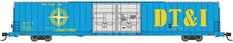 Pullman-Standard 86' Auto Parts Double Door Boxcar - Ready to Run -- Detroit Toledo & Ironton 26145 (Sky Blue, yellow, Compass Logo)