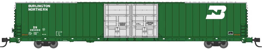 Pullman-Standard 86' Auto Parts Double-Door Boxcar - Ready to Run -- Burlington Northern #395090 (Cascade Green, white)