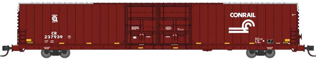 Pullman-Standard 86' Auto Parts Double-Door Boxcar - Ready to Run -- Conrail #237998 (Boxcar Red, white, yellow stripes, Quality Logo)
