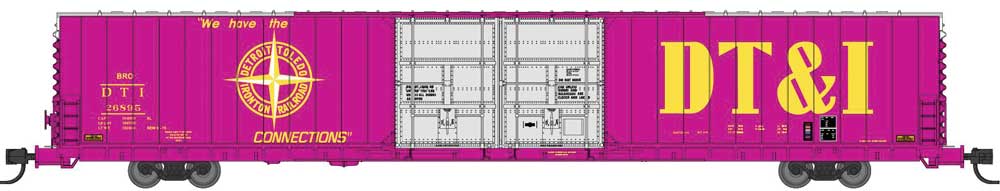Pullman-Standard 86' Auto Parts Double-Door Boxcar - Ready to Run -- Detroit, Toledo & Ironton #26895 (magenta, yellow, silver)
